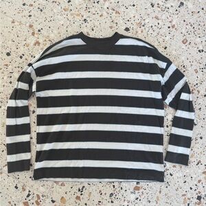 AYR  Long Sleeve Black and White Striped Tee size M